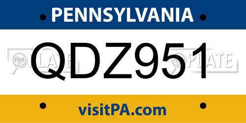 QDZ951 Pennsylvania License Plate