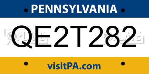QE2T282 Pennsylvania License Plate