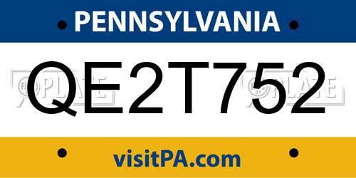QE2T752 Pennsylvania License Plate