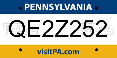 QE2Z252 Pennsylvania License Plate
