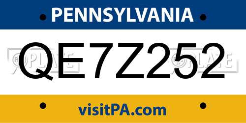 QE7Z252 Pennsylvania License Plate