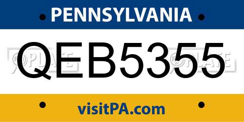 QEB5355 Pennsylvania License Plate
