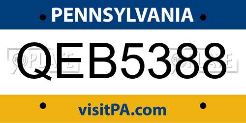 QEB5388 Pennsylvania License Plate