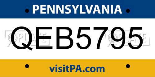 QEB5795 Pennsylvania License Plate