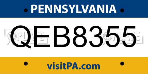 QEB8355 Pennsylvania License Plate