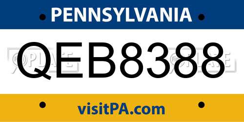 QEB8388 Pennsylvania License Plate