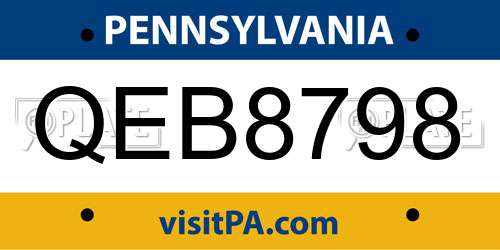 QEB8798 Pennsylvania License Plate