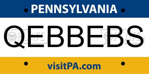 QEBBEBS Pennsylvania License Plate