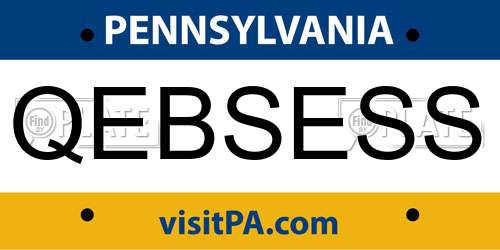 QEBSESS Pennsylvania License Plate