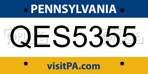 QES5355 Pennsylvania License Plate
