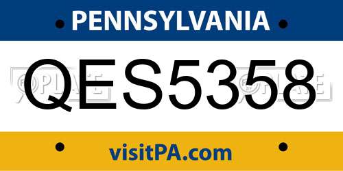 QES5358 Pennsylvania License Plate