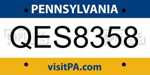 QES8358 Pennsylvania License Plate