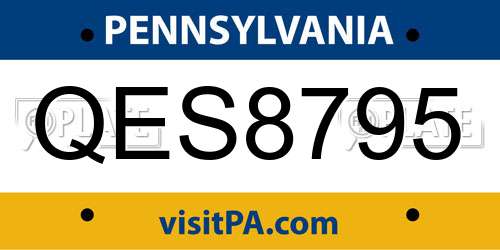 QES8795 Pennsylvania License Plate