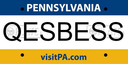 QESBESS Pennsylvania License Plate