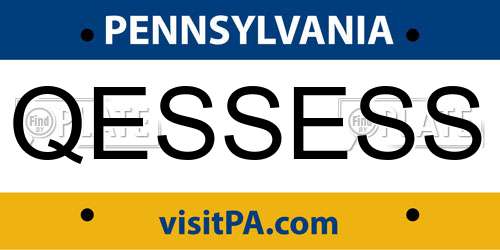 QESSESS Pennsylvania License Plate
