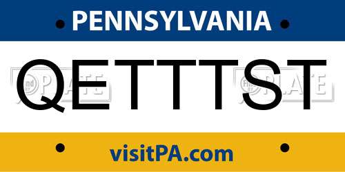 QETTTST Pennsylvania License Plate