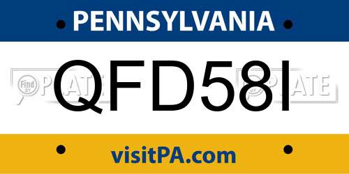 QFD58I Pennsylvania License Plate