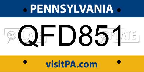 QFD851 Pennsylvania License Plate