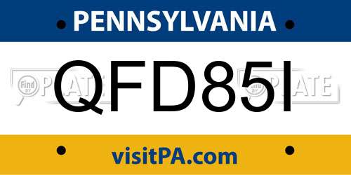 QFD85I Pennsylvania License Plate
