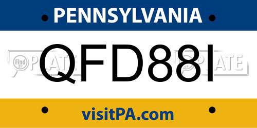 QFD88I Pennsylvania License Plate
