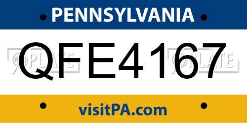 QFE4167 Pennsylvania License Plate