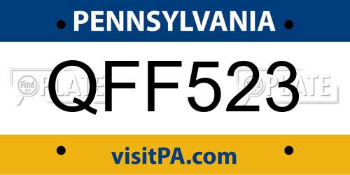 QFF523 Pennsylvania License Plate