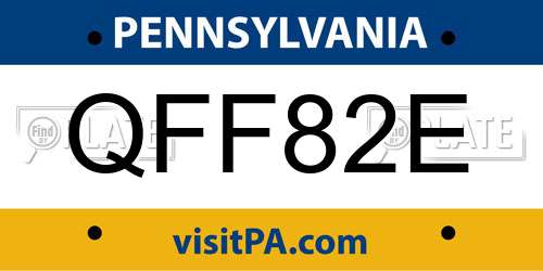 QFF82E Pennsylvania License Plate