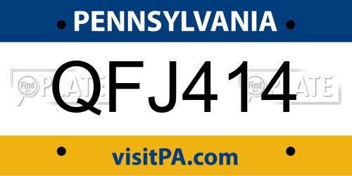 QFJ414 Pennsylvania License Plate