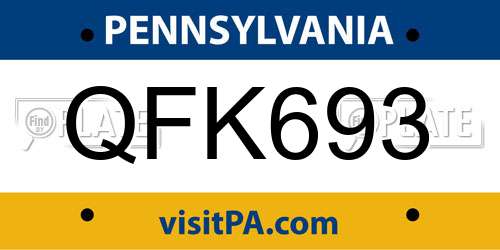 QFK693 Pennsylvania License Plate
