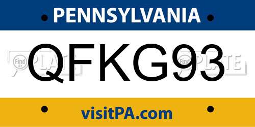 QFKG93 Pennsylvania License Plate