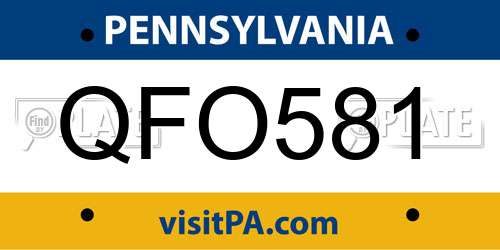 QFO581 Pennsylvania License Plate