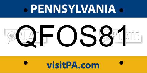 QFOS81 Pennsylvania License Plate