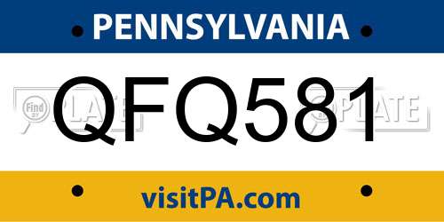 QFQ581 Pennsylvania License Plate