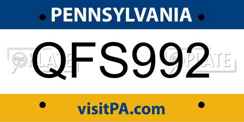 QFS992 Pennsylvania License Plate