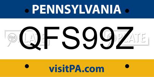 QFS99Z Pennsylvania License Plate