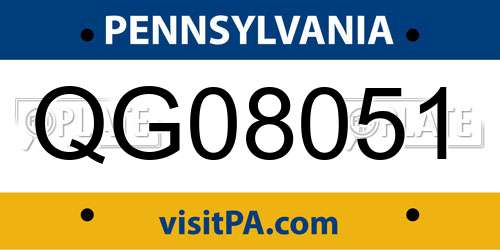 QG08051 Pennsylvania License Plate