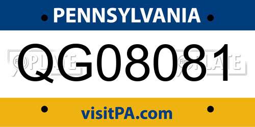 QG08081 Pennsylvania License Plate