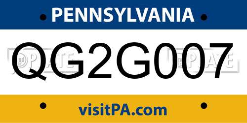 QG2G007 Pennsylvania License Plate