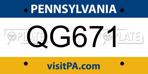 QG671 Pennsylvania License Plate
