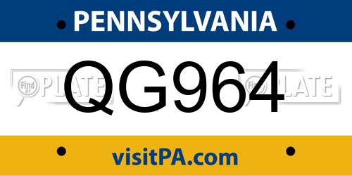 QG964 Pennsylvania License Plate