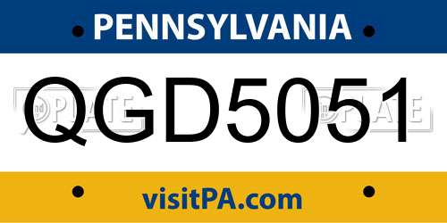 QGD5051 Pennsylvania License Plate