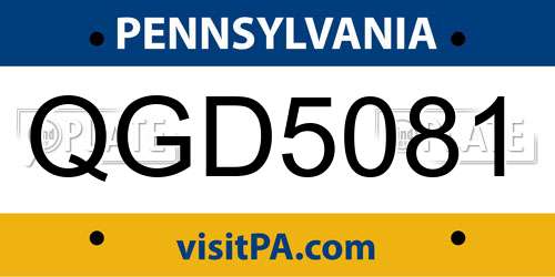 QGD5081 Pennsylvania License Plate