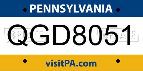 QGD8051 Pennsylvania License Plate