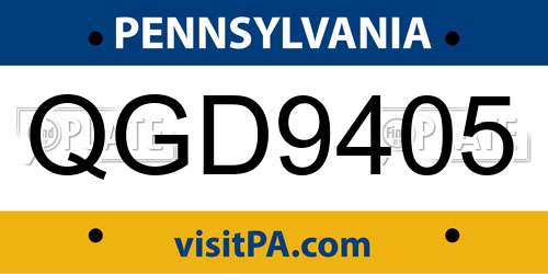QGD9405 Pennsylvania License Plate