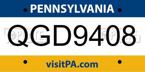 QGD9408 Pennsylvania License Plate
