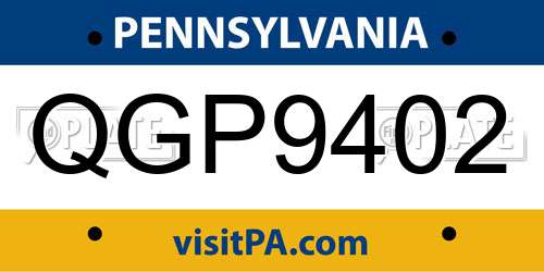 QGP9402 Pennsylvania License Plate