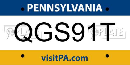 QGS91T Pennsylvania License Plate