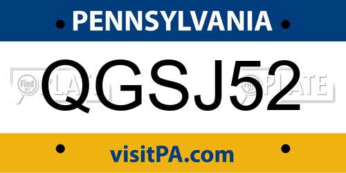 QGSJ52 Pennsylvania License Plate