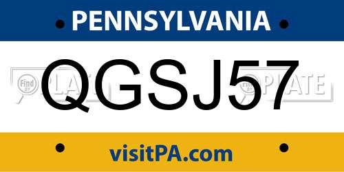 QGSJ57 Pennsylvania License Plate