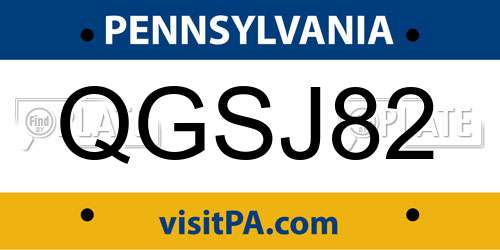 QGSJ82 Pennsylvania License Plate